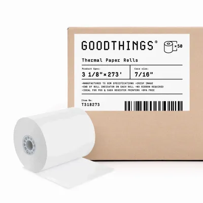 2 1/4" X 85' (50 Rolls) White Thermal Cash Register Paper Roll 