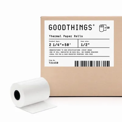 2 1/4" X 50' (50 Rolls) White Thermal Cash Register Paper Roll 