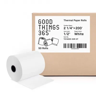 2 1/4" X 200' (50 Rolls) White Thermal Cash Register Paper Roll