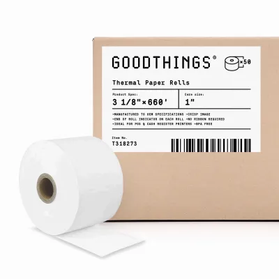 2 1/4" X 660' (8 Rolls) Thermal Paper Rolls, 75 GSM Heavyweight Paper